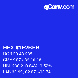 颜色代码: HEX #1E2BEB | qconv.com