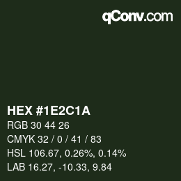 Color code: HEX #1E2C1A | qconv.com