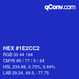 カラーコード: HEX #1E2CC2 | qconv.com