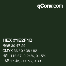 Color code: HEX #1E2F1D | qconv.com