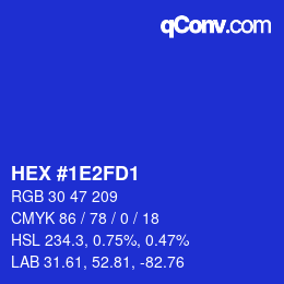 Color code: HEX #1E2FD1 | qconv.com