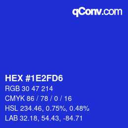 Farbcode: HEX #1E2FD6 | qconv.com