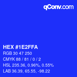 Color code: HEX #1E2FFA | qconv.com