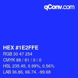 カラーコード: HEX #1E2FFE | qconv.com