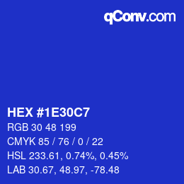 Color code: HEX #1E30C7 | qconv.com