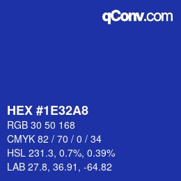 Color code: HEX #1E32A8 | qconv.com