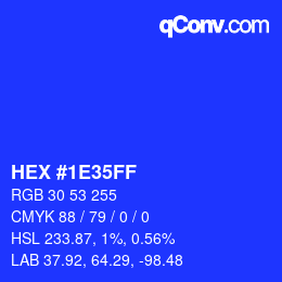 Color code: HEX #1E35FF | qconv.com