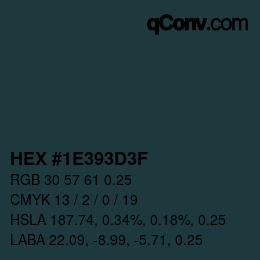 Code couleur: HEX #1E393D3F | qconv.com
