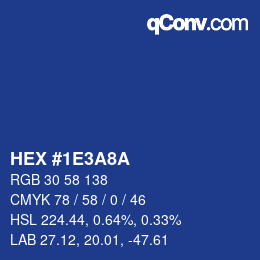 Color code: HEX #1E3A8A | qconv.com