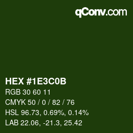 Color code: HEX #1E3C0B | qconv.com