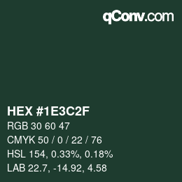 Color code: HEX #1E3C2F | qconv.com