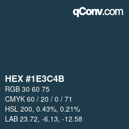 Color code: HEX #1E3C4B | qconv.com