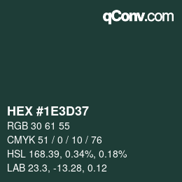 Color code: HEX #1E3D37 | qconv.com
