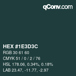 Color code: HEX #1E3D3C | qconv.com