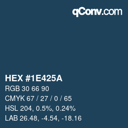 Farbcode: HEX #1E425A | qconv.com