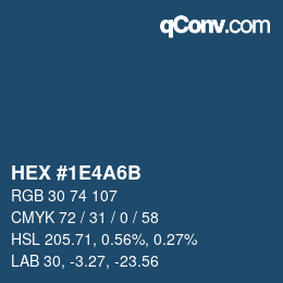 Color code: HEX #1E4A6B | qconv.com