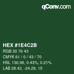 Color code: HEX #1E4C2B | qconv.com