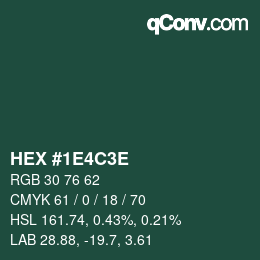 Color code: HEX #1E4C3E | qconv.com
