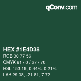 Color code: HEX #1E4D38 | qconv.com