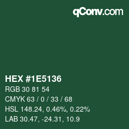 カラーコード: HEX #1E5136 | qconv.com