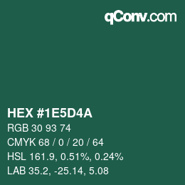 Color code: HEX #1E5D4A | qconv.com