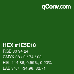 Farbcode: HEX #1E5E18 | qconv.com