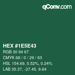 カラーコード: HEX #1E5E43 | qconv.com