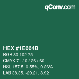 Color code: HEX #1E664B | qconv.com