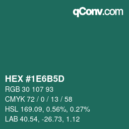 Color code: HEX #1E6B5D | qconv.com