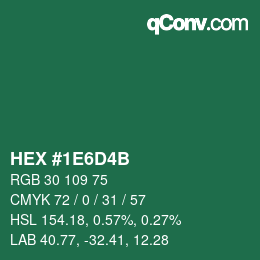 Color code: HEX #1E6D4B | qconv.com