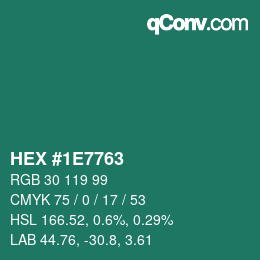 Color code: HEX #1E7763 | qconv.com