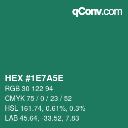 Color code: HEX #1E7A5E | qconv.com