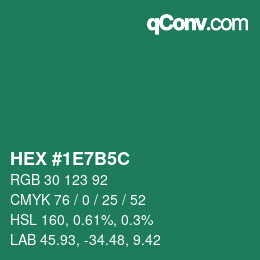 颜色代码: HEX #1E7B5C | qconv.com
