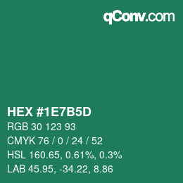 颜色代码: HEX #1E7B5D | qconv.com