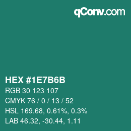 カラーコード: HEX #1E7B6B | qconv.com