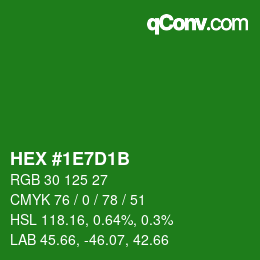 カラーコード: HEX #1E7D1B | qconv.com