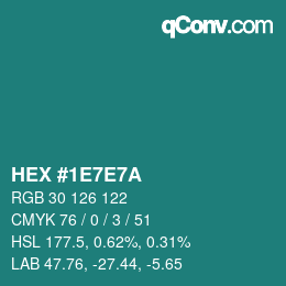 Color code: HEX #1E7E7A | qconv.com