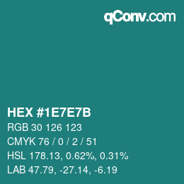 Color code: HEX #1E7E7B | qconv.com