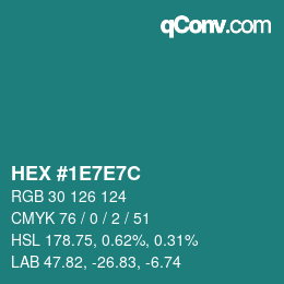 Color code: HEX #1E7E7C | qconv.com
