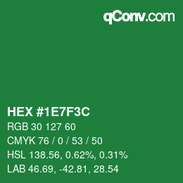 Color code: HEX #1E7F3C | qconv.com
