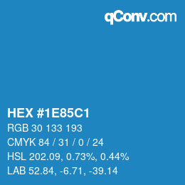 颜色代码: HEX #1E85C1 | qconv.com