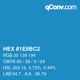 Farbcode: HEX #1E8BC2 | qconv.com
