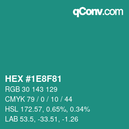 Color code: HEX #1E8F81 | qconv.com