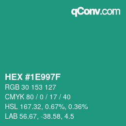 Color code: HEX #1E997F | qconv.com