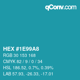 カラーコード: HEX #1E99A8 | qconv.com