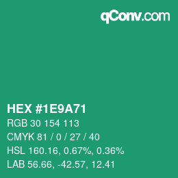 Color code: HEX #1E9A71 | qconv.com
