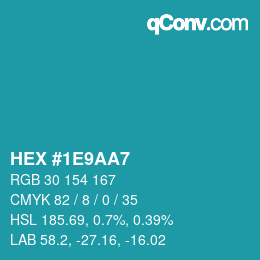 Color code: HEX #1E9AA7 | qconv.com