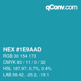 Color code: HEX #1E9AAD | qconv.com