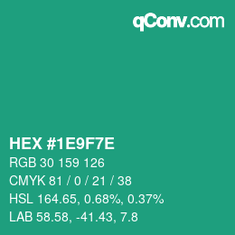Color code: HEX #1E9F7E | qconv.com