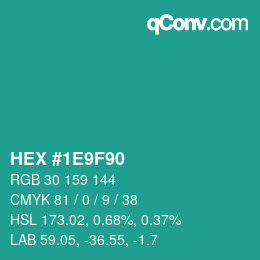 Color code: HEX #1E9F90 | qconv.com